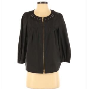 DKNY black zip up Top Jacket details on collar SIZE 8